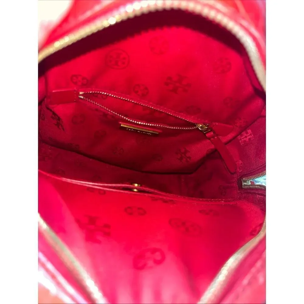 Tory Burch Mini Backpack Handbag Red Croc-Embossed Italian Leather Top Handle